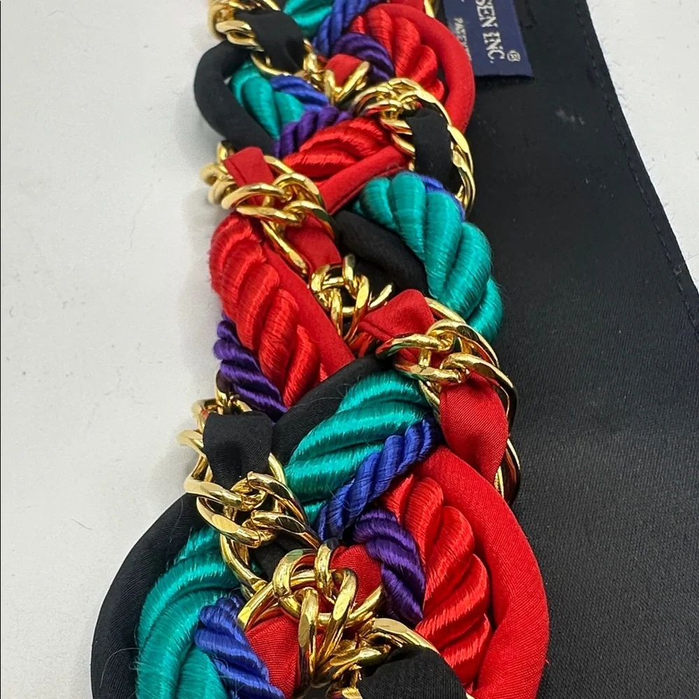 Ginnie Johansen Inc. vintage braided rope statement belt with gold-tone chain
